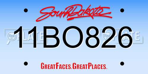 11BO826 South Dakota License Plate