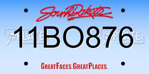 11BO876 South Dakota License Plate