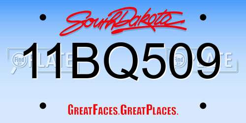 11BQ509 South Dakota License Plate