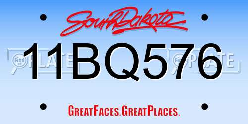 11BQ576 South Dakota License Plate