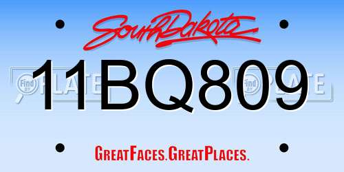 11BQ809 South Dakota License Plate