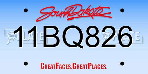 11BQ826 South Dakota License Plate