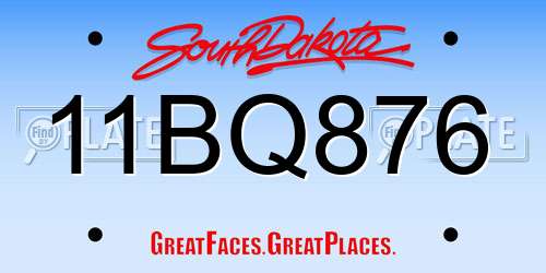 11BQ876 South Dakota License Plate