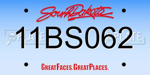 11BS062 South Dakota License Plate