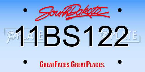 11BS122 South Dakota License Plate
