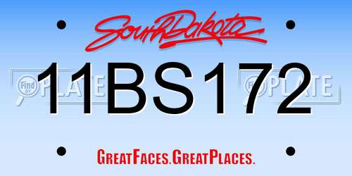 11BS172 South Dakota License Plate