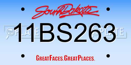 11BS263 South Dakota License Plate