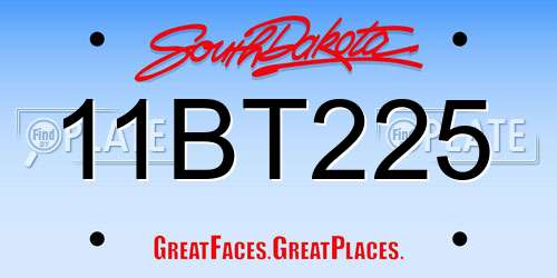 11BT225 South Dakota License Plate