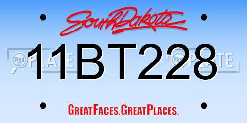 11BT228 South Dakota License Plate
