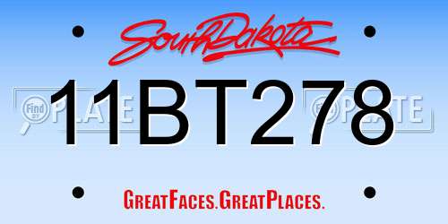 11BT278 South Dakota License Plate