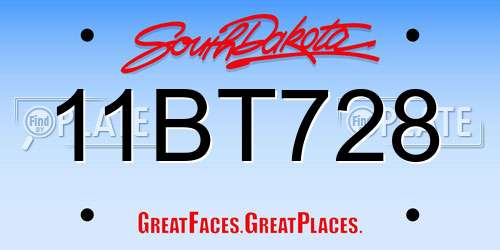 11BT728 South Dakota License Plate