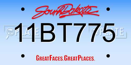 11BT775 South Dakota License Plate