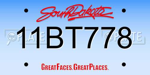 11BT778 South Dakota License Plate