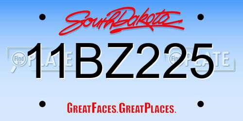 11BZ225 South Dakota License Plate