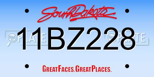 11BZ228 South Dakota License Plate