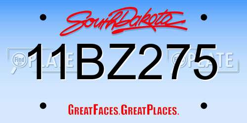 11BZ275 South Dakota License Plate