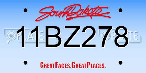 11BZ278 South Dakota License Plate