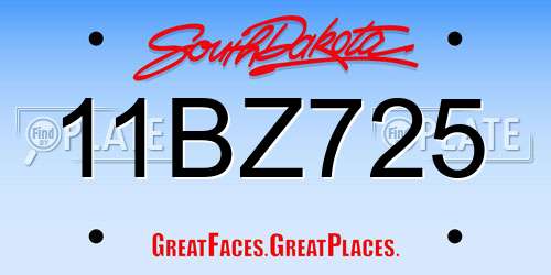 11BZ725 South Dakota License Plate