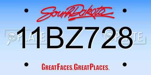 11BZ728 South Dakota License Plate