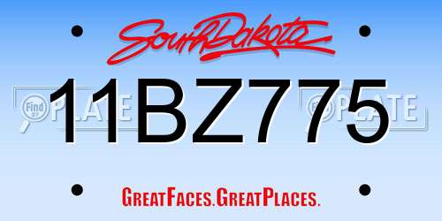 11BZ775 South Dakota License Plate