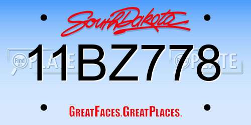 11BZ778 South Dakota License Plate