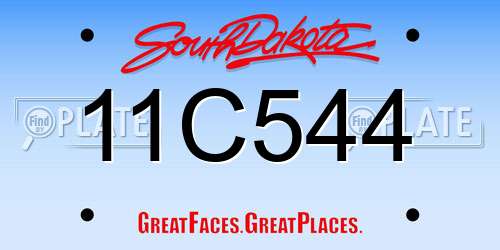 11C544 South Dakota License Plate