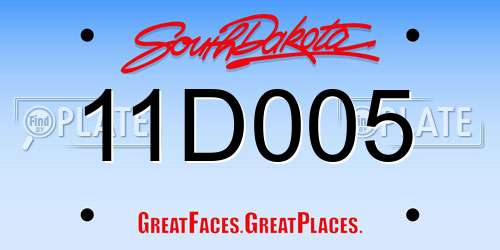 11D005 South Dakota License Plate