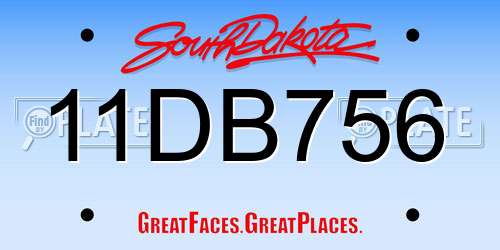 11DB756 South Dakota License Plate