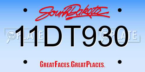 11DT930 South Dakota License Plate