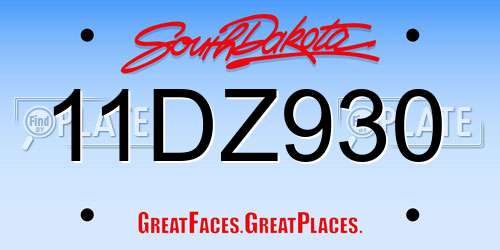 11DZ930 South Dakota License Plate