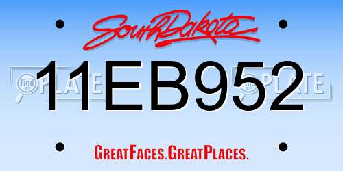 11EB952 South Dakota License Plate