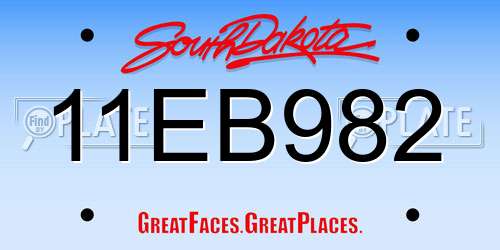 11EB982 South Dakota License Plate
