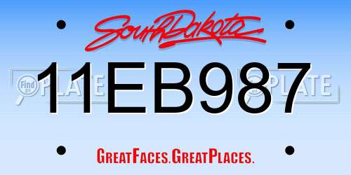11EB987 South Dakota License Plate