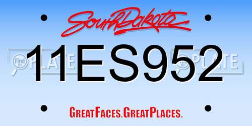 11ES952 South Dakota License Plate