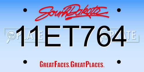 11ET764 South Dakota License Plate