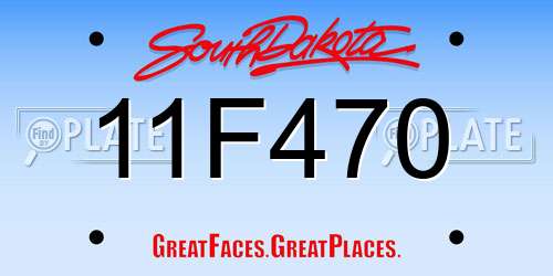 11F470 South Dakota License Plate