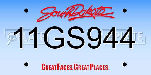 11GS944 South Dakota License Plate