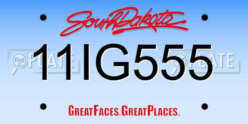 11IG555 South Dakota License Plate