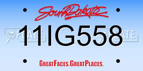 11IG558 South Dakota License Plate