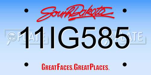 11IG585 South Dakota License Plate