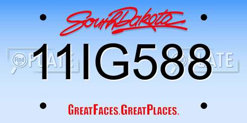 11IG588 South Dakota License Plate