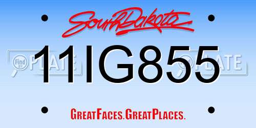 11IG855 South Dakota License Plate