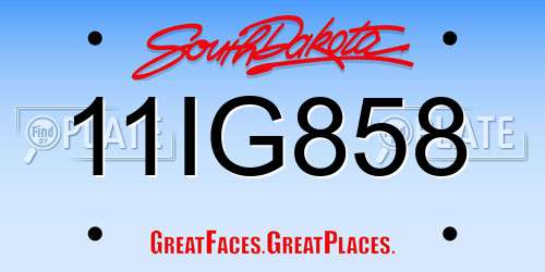 11IG858 South Dakota License Plate