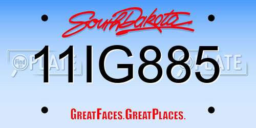 11IG885 South Dakota License Plate