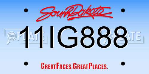 11IG888 South Dakota License Plate