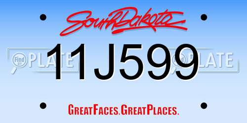 11J599 South Dakota License Plate