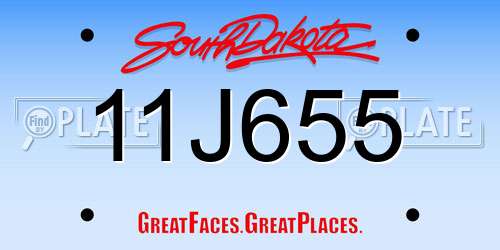 11J655 South Dakota License Plate