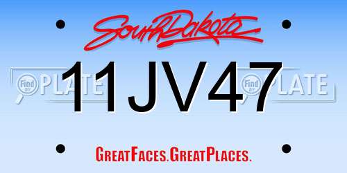 11JV47 South Dakota License Plate