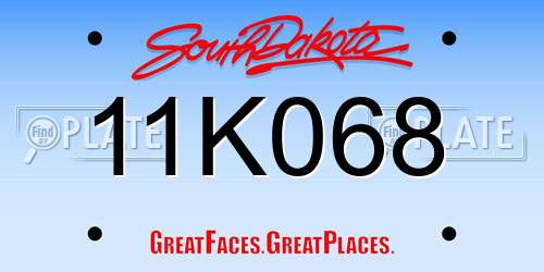 11K068 South Dakota License Plate