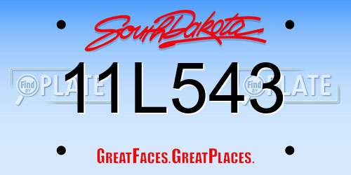 11L543 South Dakota License Plate